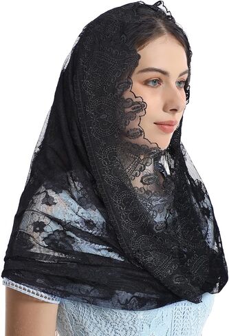 Mantveil حجاب الكنيسة الكاثوليكية للنساء: حجاب على الطراز الإسباني على شكل إنفينيتي من الدانتيل مانتيلا لتغطية رأس الكنيسة اللاتينية in Kuwait