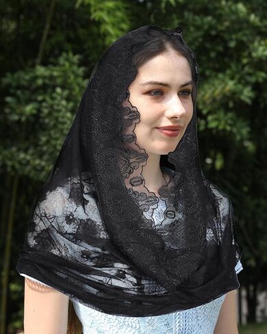 Mantveil حجاب الكنيسة الكاثوليكية للنساء: حجاب على الطراز الإسباني على شكل إنفينيتي من الدانتيل مانتيلا لتغطية رأس الكنيسة اللاتينية in Kuwait