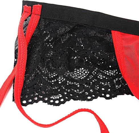 Evankin Mens Sexy Lace Thong Breathable Mesh Underwear See Through Leggings Bulge Pouch T-Back in Kuwait