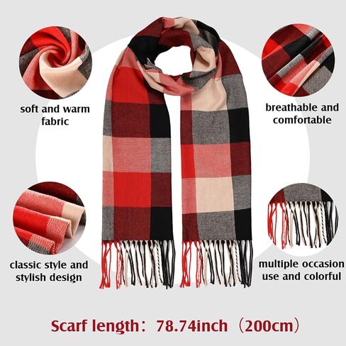Suhine 12 Pcs Women's Scarf Large Pashmina Shawls and Wraps Soft Solid Color Plaid Scarf Long Wrap Scarf for Evening Dress Bridal Wedding Winter in Saudi Arabia