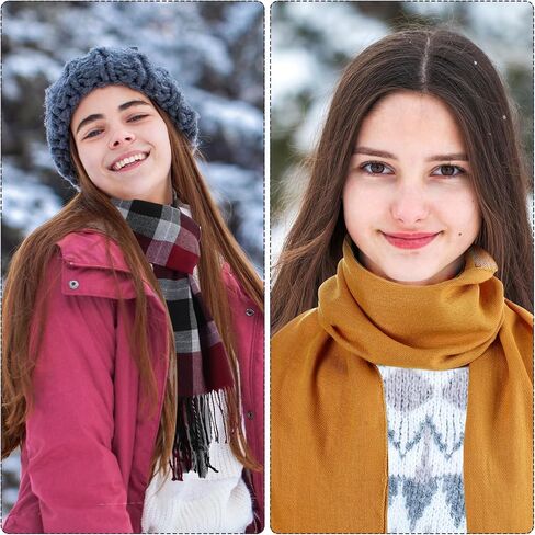 Suhine 12 Pcs Women's Scarf Large Pashmina Shawls and Wraps Soft Solid Color Plaid Scarf Long Wrap Scarf for Evening Dress Bridal Wedding Winter in Saudi Arabia