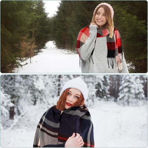 Suhine 12 Pcs Women's Scarf Large Pashmina Shawls and Wraps Soft Solid Color Plaid Scarf Long Wrap Scarf for Evening Dress Bridal Wedding Winter in Saudi Arabia