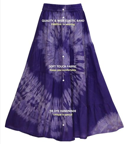 ATM Maxi Tiered Long Skirt Bohemian Elastic Waist Tie Dye Handmade Plus Size in Saudi Arabia