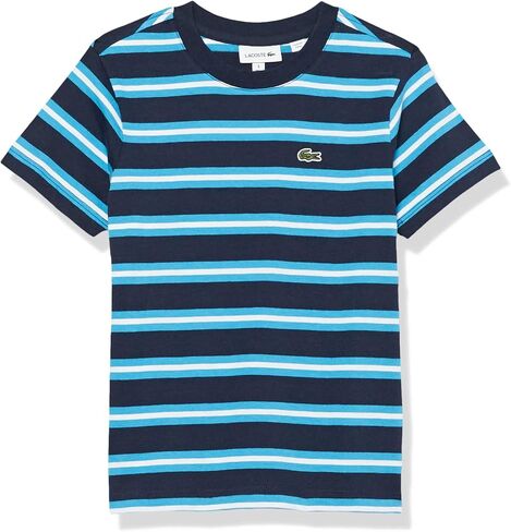 Lacoste Girls' Kid's Short Sleeve Striped Crew Neck Tee Shirt in Saudi Arabia