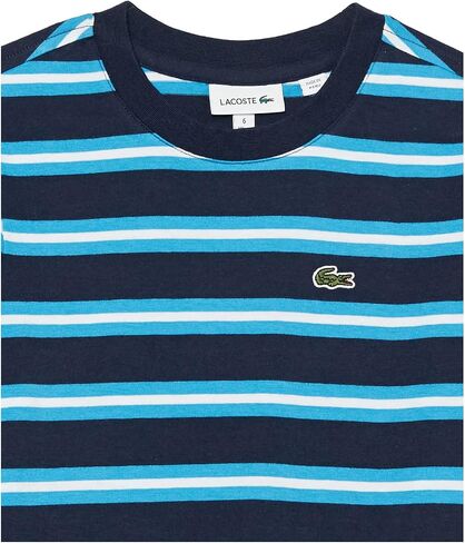 Lacoste Girls' Kid's Short Sleeve Striped Crew Neck Tee Shirt in Saudi Arabia
