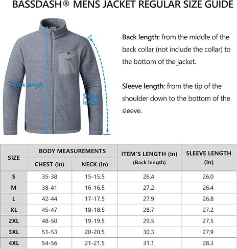 BASSDASH AllDay Men’s Full Zip Fleece Jacket Soft Breathable Mid-Weight Polar Fleece Winter Coat with Pockets in Saudi Arabia
