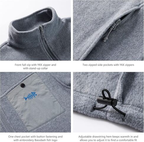 BASSDASH AllDay Men’s Full Zip Fleece Jacket Soft Breathable Mid-Weight Polar Fleece Winter Coat with Pockets in Saudi Arabia