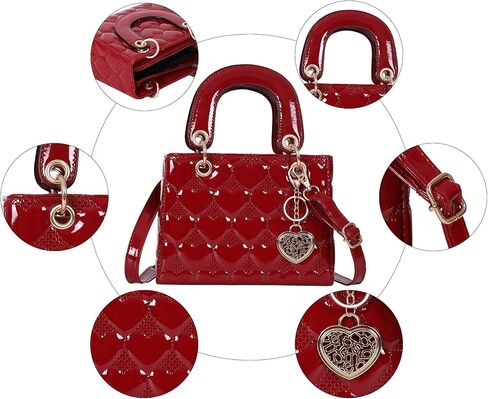 Qiayime المحافظ وحقائب اليد للنساء لامعة براءات الاختراع السيدات بولي Leather الجلود قمة الموضة مقبض حقيبة الكتف Crossbody حقائب اليد in Kuwait