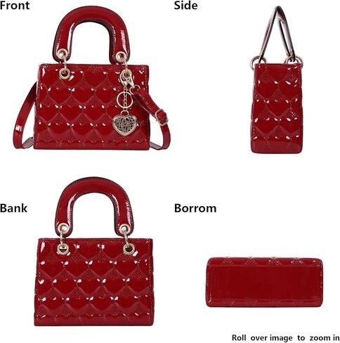 Qiayime المحافظ وحقائب اليد للنساء لامعة براءات الاختراع السيدات بولي Leather الجلود قمة الموضة مقبض حقيبة الكتف Crossbody حقائب اليد in Kuwait