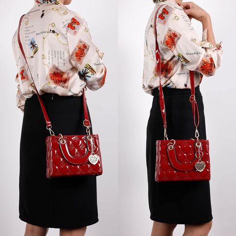 Qiayime المحافظ وحقائب اليد للنساء لامعة براءات الاختراع السيدات بولي Leather الجلود قمة الموضة مقبض حقيبة الكتف Crossbody حقائب اليد in Kuwait