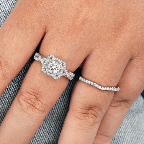 Newshe مجوهرات 925 فضة مجموعات الزفاف للنساء عباد الشمس AAAAA تشيكوسلوفاكيا خواتم الخطبة جولة الزفاف الفرقة حجم 5-10 in Kuwait