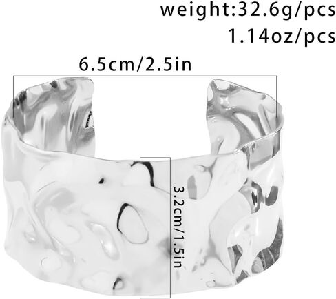 COLORFUL BLING Vintage Irregular Gold Cuff Bracelets for Women Chunky Wide Bracelets Statement Twisted Hammered Wrist Cuffs for Women Gifts in Saudi Arabia