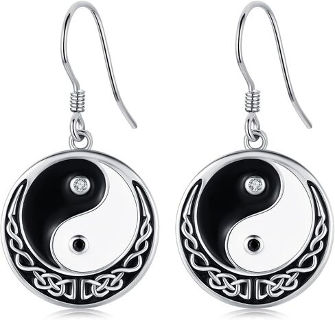 StoryMidir Yin Yang Earrings 925 Sterling Sliver Ying Yang Dangle Drop Earrings Hypoallergenic Yin and Yang Irish Celtic Knot Jewelry Gifts for Women in Saudi Arabia