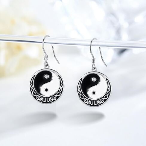 StoryMidir Yin Yang Earrings 925 Sterling Sliver Ying Yang Dangle Drop Earrings Hypoallergenic Yin and Yang Irish Celtic Knot Jewelry Gifts for Women in Saudi Arabia