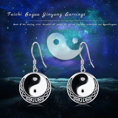 StoryMidir Yin Yang Earrings 925 Sterling Sliver Ying Yang Dangle Drop Earrings Hypoallergenic Yin and Yang Irish Celtic Knot Jewelry Gifts for Women in Saudi Arabia