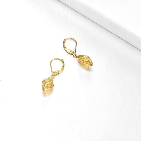 KECHO 14k Solid Gold Dangle Earrings for Women, Leverback Drop Earrings Fine Jewelry Birthday Gifts for Her in Saudi Arabia