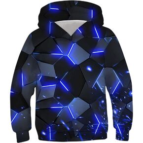 Enlifety Boys Girls 3D Graphic Hoodies Novelty Hooded Pullover with Pocket Spring Autumn Casual Hoody Sweatshirts Size 6-16T