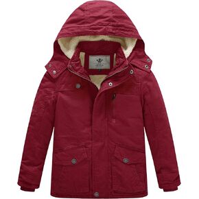 WenVen Boy's Winter Thicken Cotton Coat Heavy Sherpa Lined Hooded Parka Jacket in Kuwait