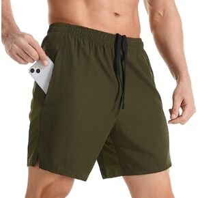 Gerlobal Men's 7" Athletic Running Shorts Lightweight Quick Dry Gym Workout Shorts with Zipper Pockets