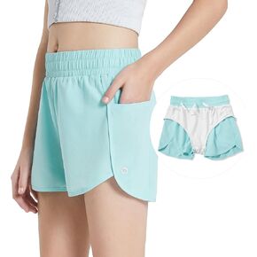 BALEAF Girls' Basketball Soccer Athletic Shorts with Liner Kids Tennis Running Workout Cheer Pocketed Shorts in Saudi Arabia