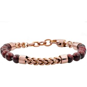 Blackjack Jewelry Men's Genuine Gemstone Bead Stainless Steel Franco Link Bracelet in Kuwait