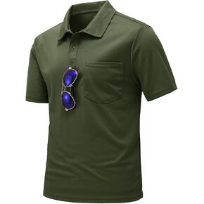 TBMPOY Men's Polo Shirts with Pocket Short Sleeve Quick Dry Casual Sports Outdoor Golf Shirt