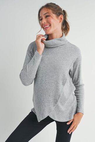 Womens Nursing Sweater Front Wrap Turtleneck Maternity Top in Saudi Arabia