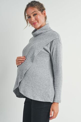 Womens Nursing Sweater Front Wrap Turtleneck Maternity Top in Saudi Arabia