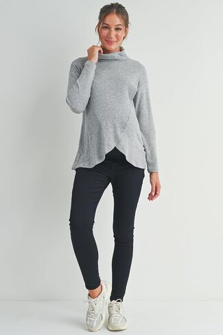 Womens Nursing Sweater Front Wrap Turtleneck Maternity Top in Saudi Arabia
