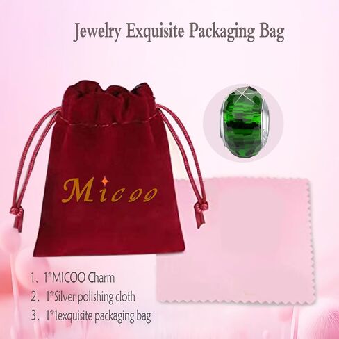 MICOO 925 Sterling Silver Charms for Bracelets,Fashion DIY Dangle Pendants Beads Simulated Birthstone Charms,Birthday Gifts for Women Girls. in Kuwait
