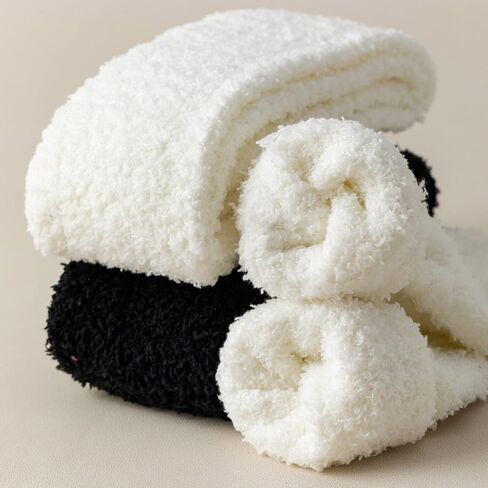 Womens Fuzzy Slipper Socks Knee High Soft Warm Cute Microfiber Cozy Fluffy Winter Gift Plush Christmas Socks in Kuwait