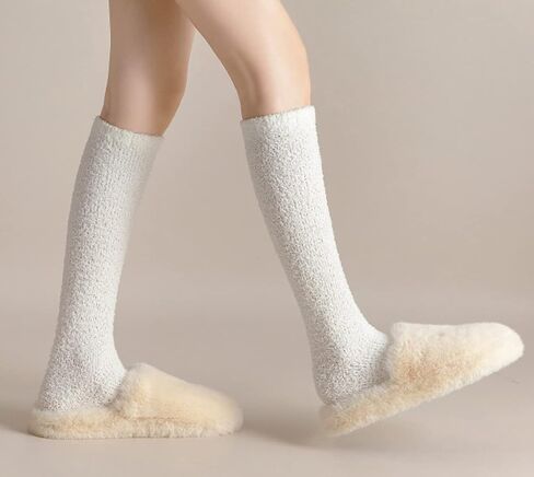 Womens Fuzzy Slipper Socks Knee High Soft Warm Cute Microfiber Cozy Fluffy Winter Gift Plush Christmas Socks in Kuwait