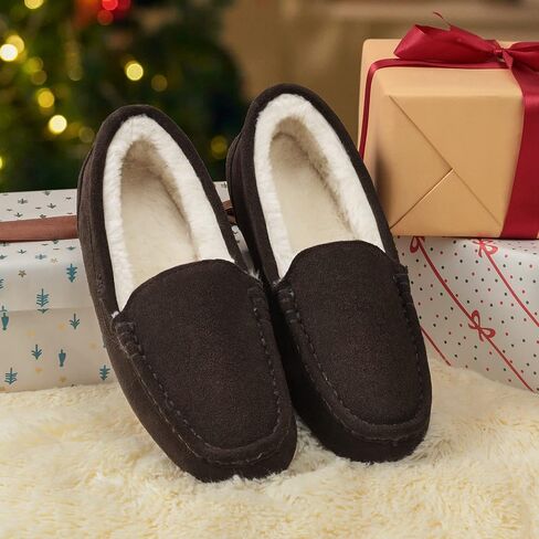 DREAM PAIRS Women's Fuzzy House Slippers Cozy Faux Fur Micro Suede Moccasins Slip on Loafer Shoes for Indoor and Outdoor in Kuwait