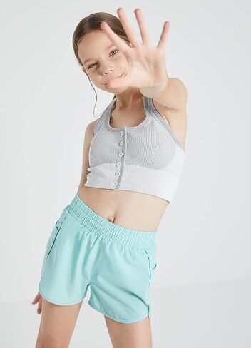 BALEAF Girls' Basketball Soccer Athletic Shorts with Liner Kids Tennis Running Workout Cheer Pocketed Shorts in Saudi Arabia