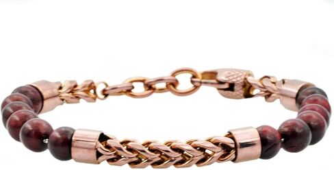 Blackjack Jewelry Men's Genuine Gemstone Bead Stainless Steel Franco Link Bracelet in Kuwait