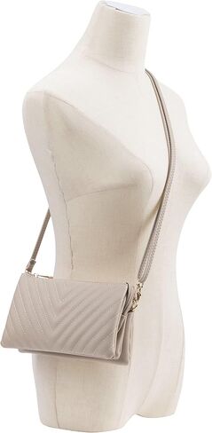 B BRENTANO Vegan Leather Multi-Pocket Crossbody Purse/Clutch with Card Slots, Removable Wristlet & Adjustable Shoulder Strap in Kuwait