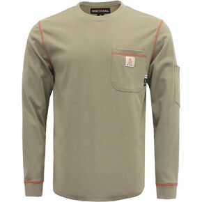 BOCOMAL FR Shirts for Men Lightweight Crew Long Sleeve Flame Resistant/Fire Retardant Shirt…