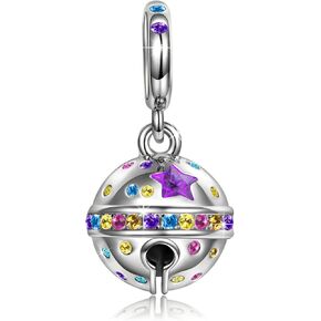NINAQUEEN Jingle Bells 925 Sterling Silver Bead Charms, 5A Cubic Zirconia and Hand-applied Enamel, Jewelry Box included for Christmas Gifts, Compatible with Charms Bracelet and Necklace (White Gold) in Kuwait