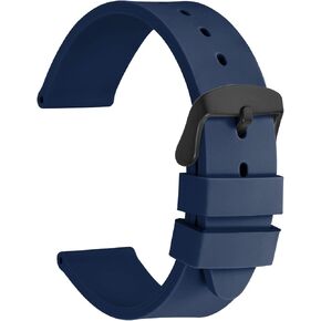 WOCCI 16mm Watch Bands - Premium Silicone Rubber Replacement Straps with Black Buckle (Black) in Kuwait