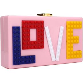 YYW Love Acrylic Clutch, Acrylic Box Evening Clutch Bag Purse Handbag for Women Wedding Party Cocktail Handbag