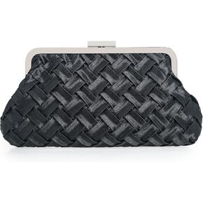 IXEBELLA Evening Bag Women Small Dressy Clutch Handbag Braided Satin Formal Purse for Wedding/Prom/Black tie Party