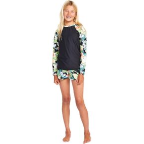 قميص Volcom للفتيات سيمبلي كور ليكرا بأكمام طويلة من Rashguard 50+ حماية من الأشعة فوق البنفسجية