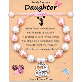 KOXMOON Cheerleader Gifts for Girls, Cheer Charm Bracelet for Girls with Gift Message Card, Cheerleading Gifts for Teen Girls Daughter, Jewelry Gifts for Cheerleaders Cheer Team in Bulk in Kuwait