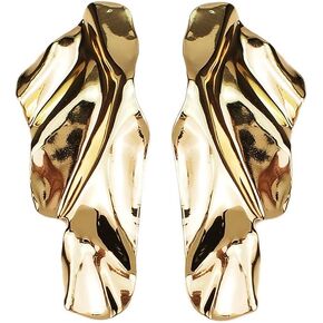 Geometric Statement Texture Earrings for Women Girls Large Fashion Irregular Minimalism Earrings Simple Modern Rectangle Large Leaf Earrings Hypoallergenic Trendy Jewley Gifts