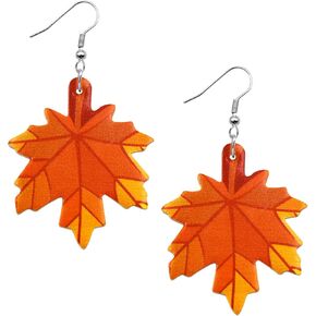 Nanafast Fall 2023 Thanksgiving Earrings for Women Girls Leather Pumpkin Turkey Maple Leaf Shaped Thanksgiving Day Celebration Party Trendy Fall Dangle Fun Hook Earrings for Her Autumn Jewelry Gifts