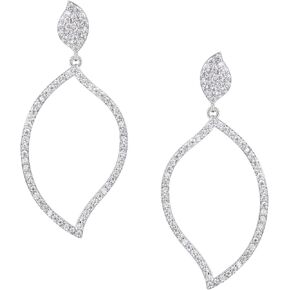 SWEETV Simple Wedding Earrings for Brides, Bridesmaids, Cubic Zirconia Bridal Statement Earrings for Wedding, Rhinestone Drop Dangle Hoop Earrings for Women, Prom Formal Party