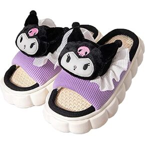 Kawaii Slippers For Women Fuzzy Cute Cartoon Shoes Warm Soft Sole Non-Slip Lightweight Slippers Linen Home Slippers in Saudi Arabia