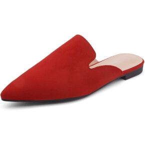 Shoe Land Womens Cally Mules Flats Pointed Toe Slip on Backless Flat Slides Loafer Shoes