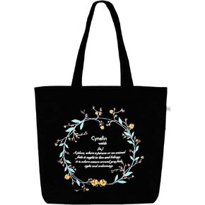 Ecoright Aesthetic Canvas Tote Bag for Women - Large Zippered Bags with Inner Pocket for School, Shopping, Work, Beach, Gift