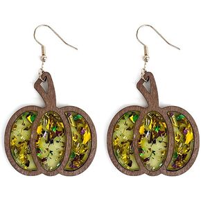 Fall Thanksgiving Wooden Dangle Earrings Glitter Pumpkin Leopard Cow Print Leather Dangle Earrings Sparkle Cute Funny Handmade Lightweight For Women Girls Fashion Holiday Jewelry Autumn in Saudi Arabia